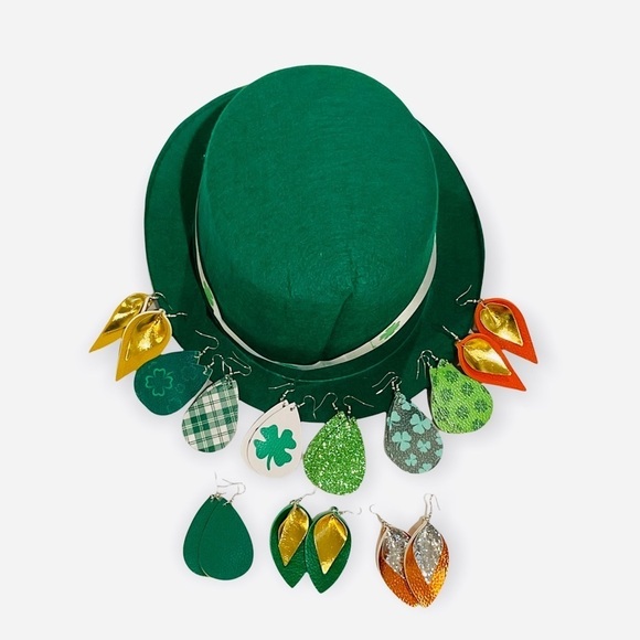 3 for $25 St. Patricks Day Faux Festive Leather Dangle Earrings - Picture 5 of 5